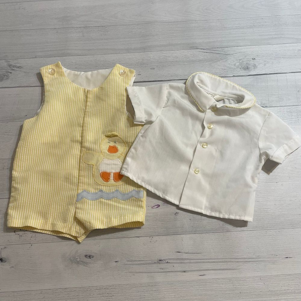 Good lad baby yellow duck two piece romper 6-9 months
